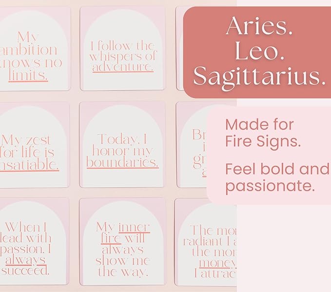 Aries, Leo, Sagittarius Gifts for Women - 40 Daily Affirmation Cards for Women. Positive Affirmation Cards, Zodiac Mindfulness Motivational Birthday Gifts, Astrology Inspirational Décor