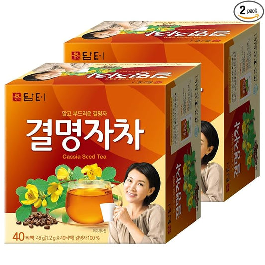 Damtuh Cassia Seed Tea – Traditional Korean Herbal Tea, Smooth & Caffeine-Free, 40 Tea Bags (1.2g each, Pack of 2)