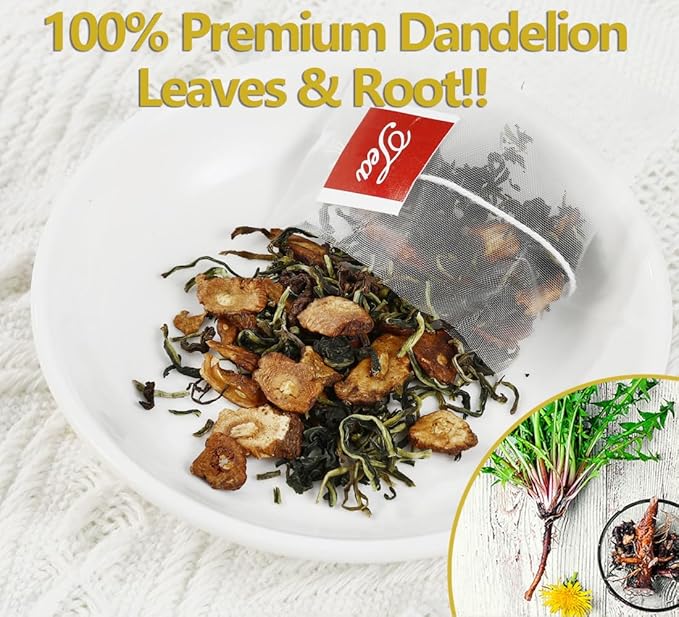 Premium Dandelion Leaf & Root Tea,50 Tea Bags /3.53Oz, for Liver & Kidney Health, Roasted Detox Herbal Tea. Support Digestion & Boost Immune System, Caffeine Free.