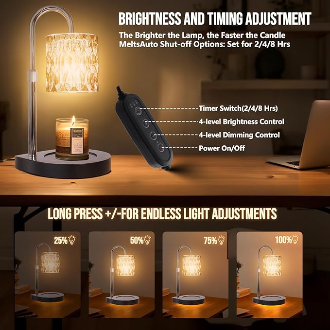 GEEZO Fragrance Candle Warmer Lamp,Electric Candle Warmer with Timer & Dimmer,Mom Christmas Birthday Gifts for Women, House Warming Gifts New Home Bedroom Decor