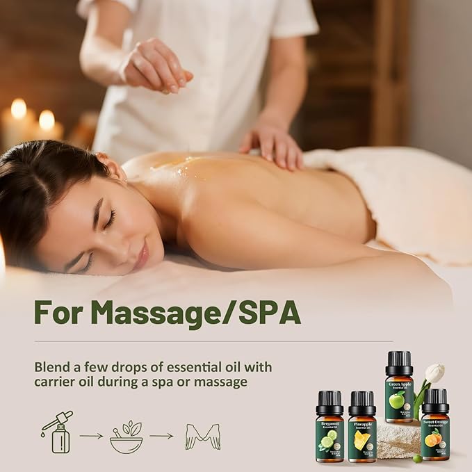 Fruity Essential Oils Set Pure, Mumianhua Lemon, Grapefruit, Orange, Bergamot, Pineapple, Green Apple Natural Aromatherapy Oil for Diffuser, Humidifier, Candle&Soap Making 6x10ml Vitality Morning Set