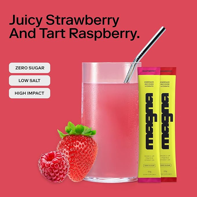 MAGNA Electrolyte Powder Drink Mix for Hydration, Energy & Focus Support with Magnesium L Threonate, Sodium, Potassium, Vitamin D, B6 & B12, Sugar Free, Summer Berries Flavor, 28 Servings
