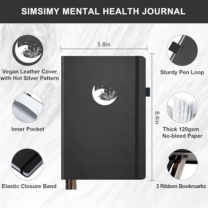 Mental Health Journal, 91-Day Self Care Journal for Women Men, Guided Anxiety & Stress Relief Journal with Mood Tracker, Cognitive Behavioral Therapy Journaling with Mental Health Coloring Pages & Dream Log
