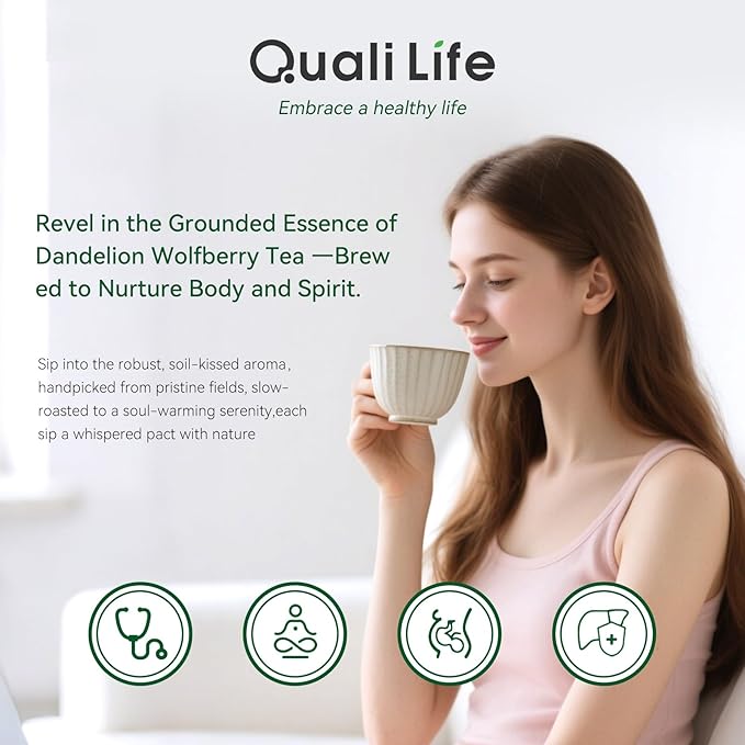 Dandelion Wolfberry Tea - Liver & Kidney Detox Herbal Tea, Summer Cleanse with Chrysanthemum, Wolfberry, Organic Dandelion Root, Cassia Seed, Licorice Chinese Herbal Tea Bag (2 Packs, Dandelion)