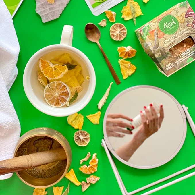 Alibú Dried Fruit Tea Infusions - Fantasia - Pineapple, Lemon, Ginger, Tangerine - Dried Fruit Drink – Vegan, Gluten Free, 100% Natural, Caffeine Free - Box of 2.12 oz (Fantasia)