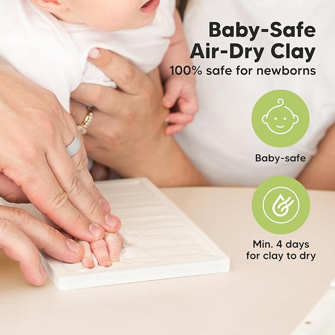 Baby Hand and Footprint Kit with Felt Letterboard - Personalized Baby Gifts for Boys Girls, Newborn Baby Footprint Kit, Dog Paw Print Kit, Baby Keepsake Frame (Alpine White)