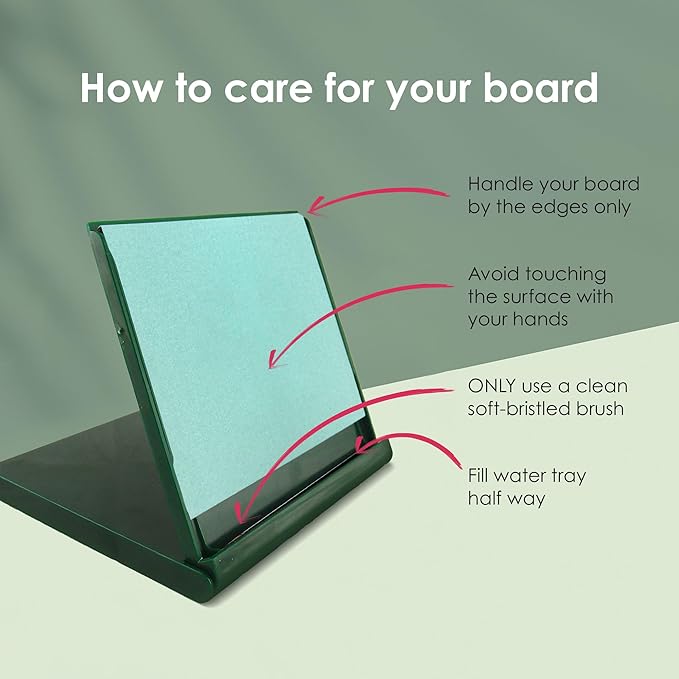 Mini Buddha Board Art Set: Water Drawing Writing Board w/ Water Brush for Mindfulness & Meditation – Inkless Zen Based Drawing Board - Painting & Art Supplies – Ideal Relaxation Gifts (5” x 5”, Green)