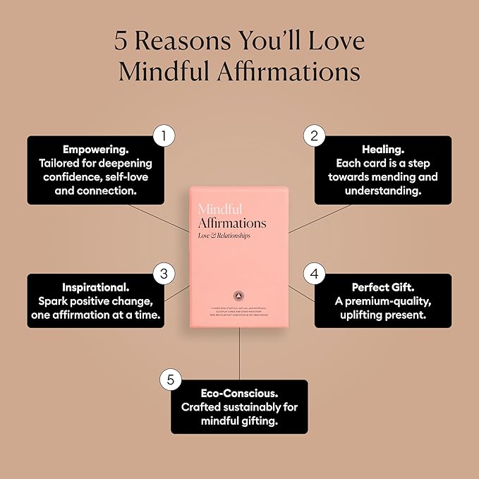 Intelligent Change 52 Mindful Affirmation Cards for Love and Relationships, Daily Words of Inspiration, Self Care Positive Affirmation Cards for Women with Stand, Gifts For Women, Mothers Day Gifts