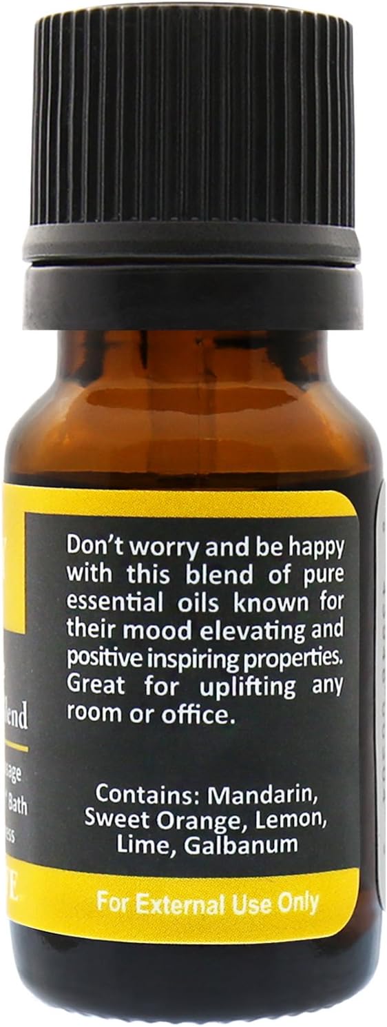 Plantlife Happy Aromatherapy Essential Oil Blend - Straight from The Plant 100% Pure Therapeutic Grade - No Additives or Fillers - Made in California 10 ml