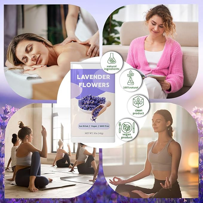 5oz Lavender Tea Loose Leaf – 100% Natural Extra Grade Dried Lavender Flowers for Drinks, Caffeine-Free Te de Lavanda for Culinary, Sachet & Milk Tea