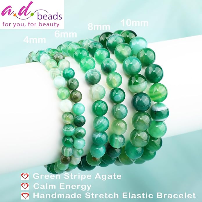 AD Beads 4mm6mm8mm10mm Handmade Bracelet - Natural Gemstone for Peace and Tranquility - Meditation, Yoga, Healing and Energy Gift for Unisex