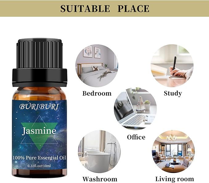BURIBURI Jasmine Essential OIil and Eucalyptus Oil 2Pack Natural Eucalyptus Essential Oils 10ml for Diffusers (Jasmine+Eucalyptus)