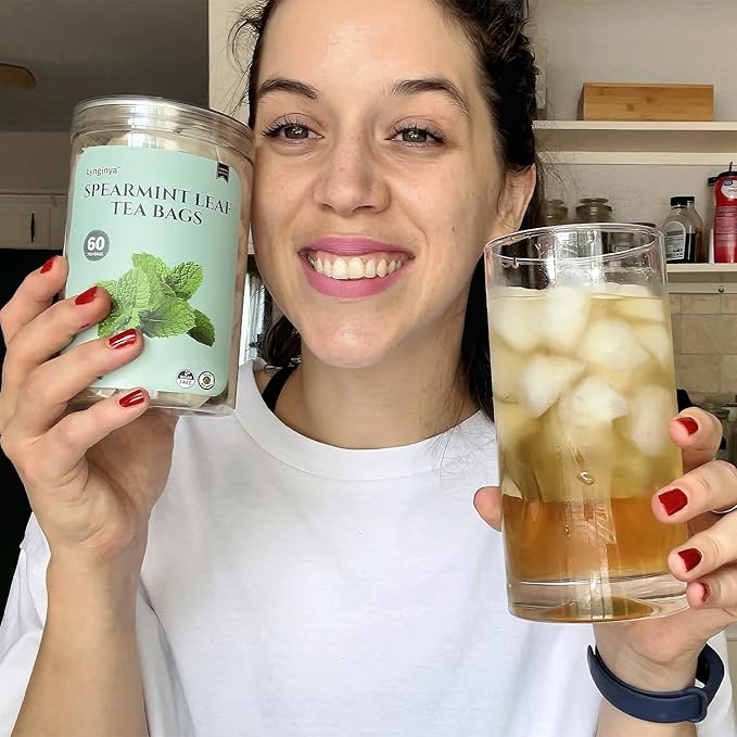 Lynginya Spearmint Tea, 60 Tea Bags - Premium Spearmint Leaves - Natural Herbal Tea - Refreshing & Minty - No Sugar & No Caffeine
