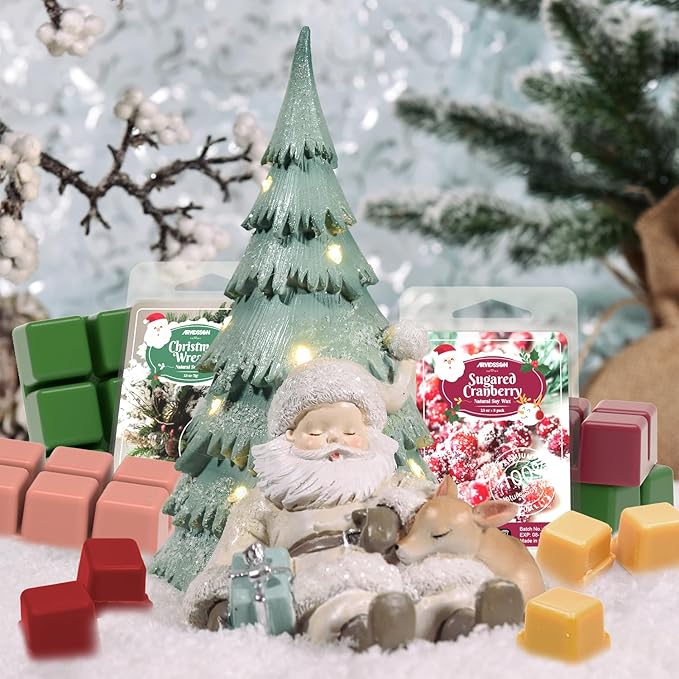 ARVIDSSON Winter Scented Wax Melts, Holiday Soy Wax Cubes for Wax Warmer, Strong Scent Fragrance Wax Tarts, Candle Melts Gift Set, Apple Cinnamon, Christmas Wreath, Gingerbread, Candy Cane, Cranberry