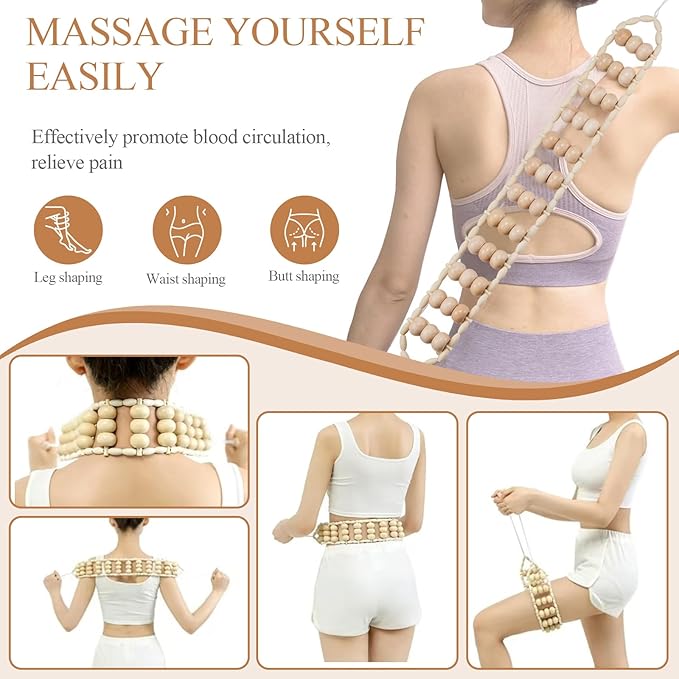 3Pcs Wood Therapy Massage Tools Lymphatic Drainage Massager Wooden Massager Body Sculpting Tools for Maderoterapia,Anti-Cellulite,Pain Relief