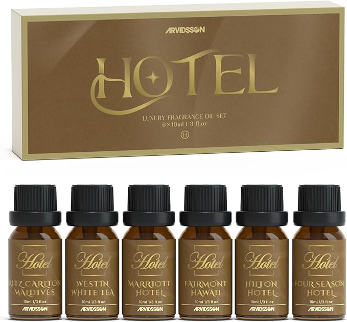 Hotel Diffuser Oils Gift Set - ARVIDSSON Hotel Essential Oils for Diffuser, Luxury Fragrance Oil Set - Inspired by 5 Star Hotels Including Hilton, Four Season and More Scents, Gift for Women and Men