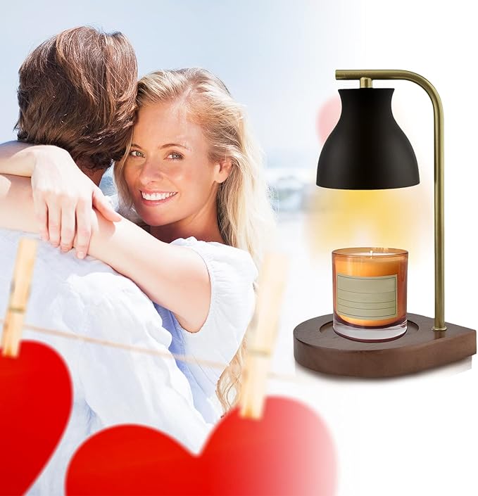 SOKCVSEA Candle Warmer Lamp - Candle Lamp Warmer with Dimmable, Birthday Gifts for Mom Women, House Warming Gifts New Home Decor, Wax Melt Warmer with 2 Bulbs C.Black Gold