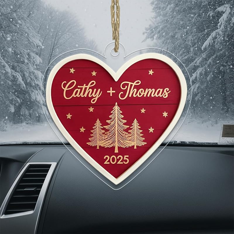 Personalized Our First Christmas Ornament, Custom Couple Ornament for Newlyweds, Engagement Gift, Wedding Anniversary Holiday Keepsake Acrylic Ornament β Personalized Christmas