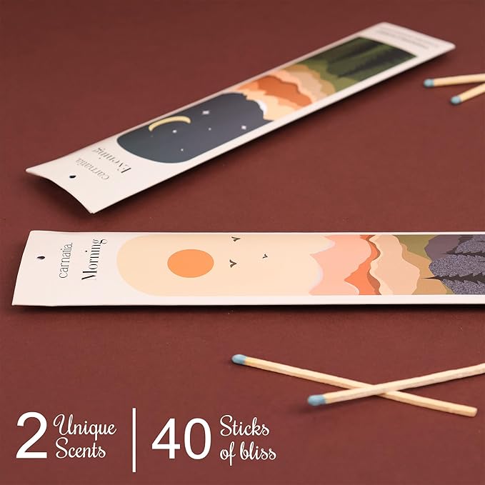 Carnatia Daily Rituals Incense Sticks Set – Coffee & Chamomile Scents for Morning Energy & Evening Relaxation | 100% Natural, Handcrafted Incense for Daily Wellness & Mindful Moments