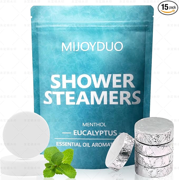 Shower Steamers Aromatherapy, 5 Pack Eucalyptus & Mint Shower Bombs with Natural Essential Oils, Spa Shower Tablets, Relaxation & Self Care Gifts for Women, Stress Relief, Nasal Relief