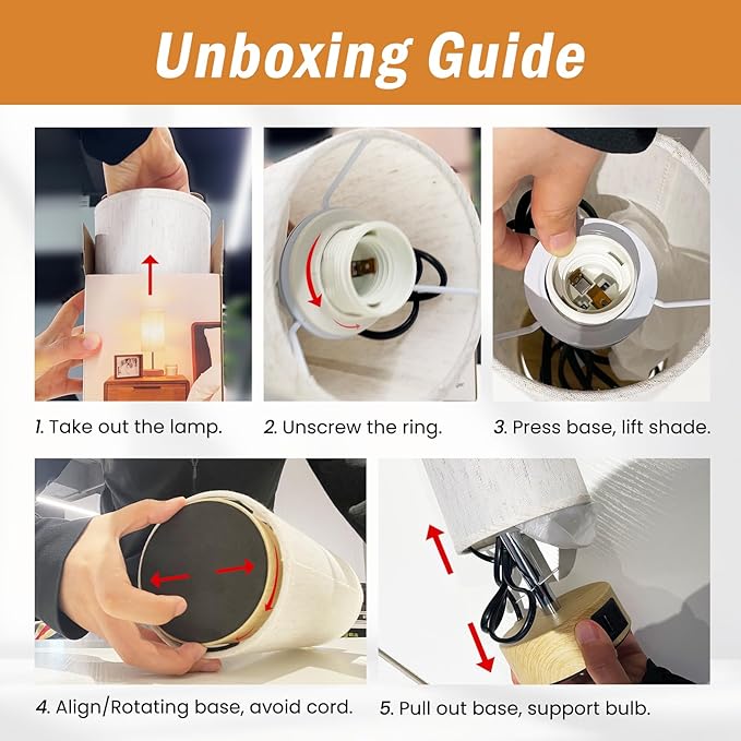 KPQ Small Bedside Lamp Touch Control Table Lamp with USB A+C Charging Ports & AC Outlet 3-Way Dimmable Nightstand Lamp with Linen Fabric Shade for Bedroom Living Room