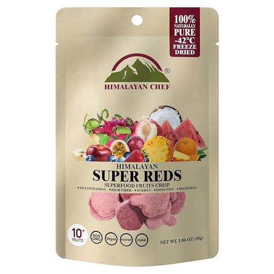 Himalayan Chef Super Reds Freeze-Dried Fruit Crisps, 30g | 10+ Superfood Fruits | Healthy Snacks Packed with Multivitamins, High Fiber & Antioxidants for Energy Boost