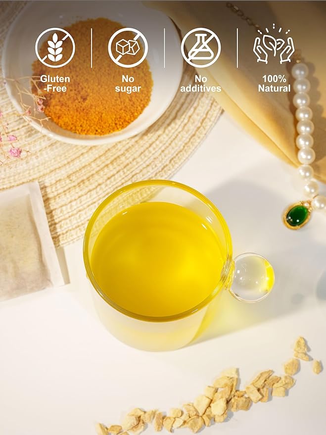 TeeLux Turmeric Ginger Tea Bags, Pure Natural Turmeric Ginger Herbal Tea, Spicy & Smooth Flavor, Caffeine Free, 100 Count