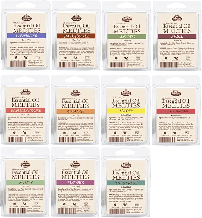 Fabulous Frannie Samlpler Set 100% Soy Wax Meltie Tart Melt Melts Made with 100% Pure Essential Oil Soy Wax 2.5oz (Pack of 11)