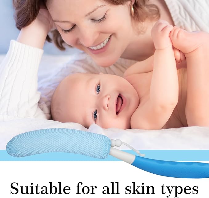 Long Handle Bath Brush Back Scrubber for Use in Shower,Dual-Sided Non Slip Shower Scrubber for Cleaning Body,Exfoliator Wet or Dry Brushing Bath Brush Long Handle for Shower (Green-Green)