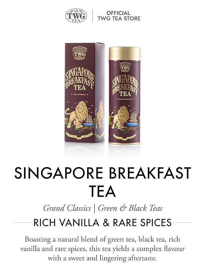 TWG Tea | Singapore Breakfast Tea | Black Tea & Green Tea | Vanilla & Spices | Haute Couture Tin, 100g | Gift Set