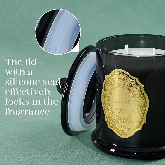 M&SENSE Santal Candles for Home Scented, 2 Wick 12.7oz Soy Wax Candles Non Toxic,70 Hours Long Burning,Luxury Candles Gift for Stress Relief, Meditation, Yoga