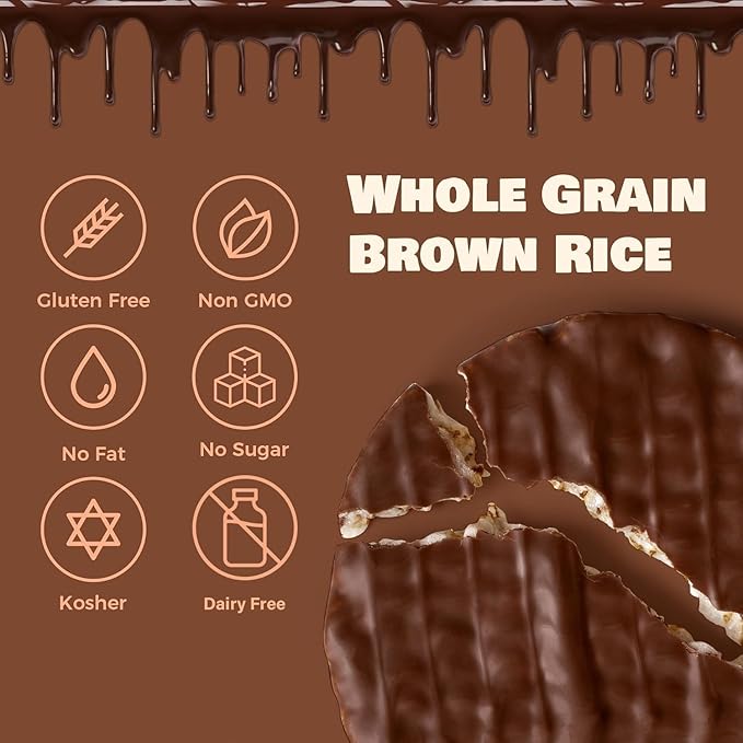 LIEBERS Dark Chocolate Rice Cakes, Kosher Certified Dairy Free, Gluten Free Snack (Dark Chocolate) Pack Of 8…