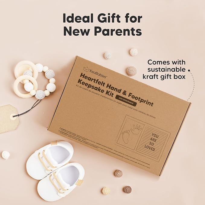 Baby Hand and Footprint Kit with Felt Letterboard - Personalized Baby Gifts for Boys Girls, Newborn Baby Footprint Kit, Dog Paw Print Kit, Baby Keepsake Frame (Alpine White)