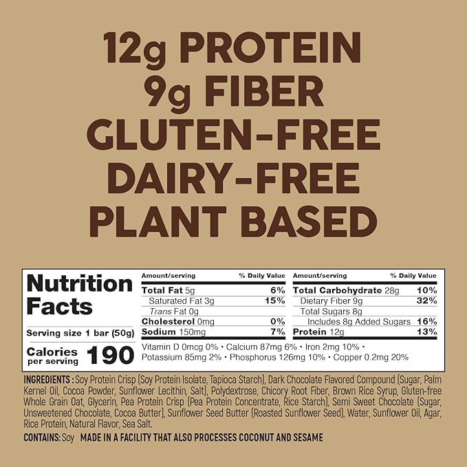 No Nuts! 100% Nut Free Dairy Free Vegan Protein Bars, Chocolate Chip, Organic, Kosher, Egg-Free, Non-Gmo & Dairy-Free Protein Bars