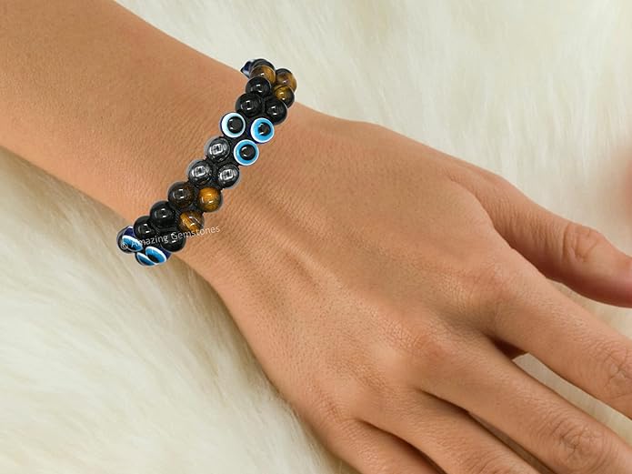 Natural Healing Crystal Bracelet for Women - Mens Bracelet Energy Balancing Gemstones Set - Adjustable Stone Bead Bracelet for Men and Women - Chakra Crystal Therapy Accessory, Meditation