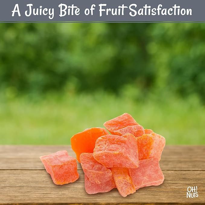 Oh! Nuts Dried Papaya Chunks - 2 lb - Dried Fruit Chunks - Less Sugar Added - Dehydrated Fruit Bites - Packed in New York Zip-Seal Bag for Exceptional Freshness