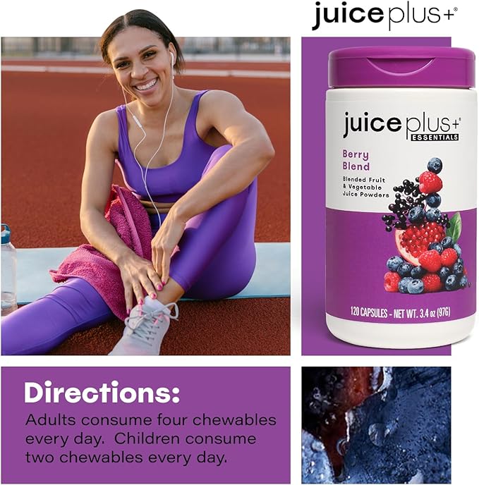 Juice Plus+ Berry Blend Soft Chews (Chewables) - Daily Nutrition from 12 Plants with Whole Fruit, Vegetable, & Berry - Raspberry, Bilberry, Blueberry, and More! for Adults and Kids - (1-mo, 30 Chews)