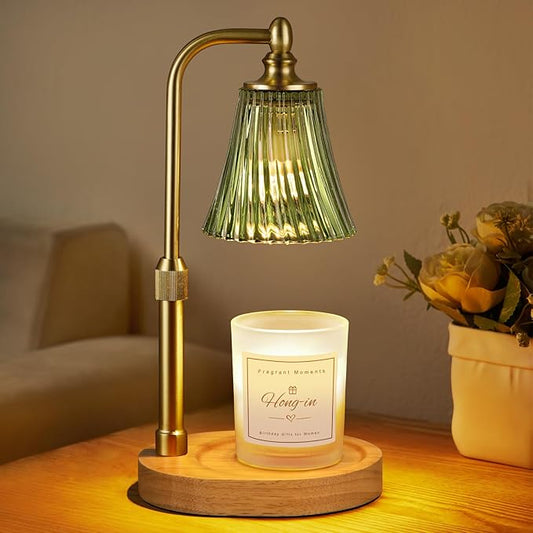 Green Candle Warmer Lamp with Timer Dimmable,Birthday Gifts for Women,Adjustable Height Wax Melt Warmer for Jar Candles,House Warming Gifts New Home,Ideal for Office,Dorm,Bedroom Home Decor