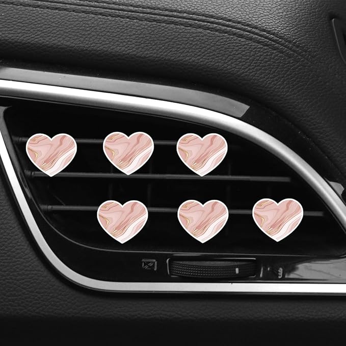 6 Pcs Heart Air Vent Clips, Cute Car Air Fresheners & Decor, Rose Gold