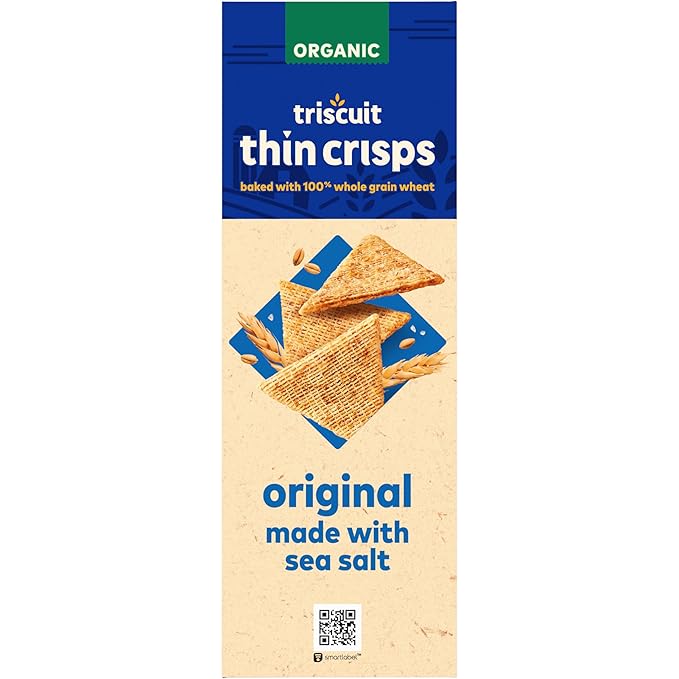 Triscuit Organic Original Whole Grain Wheat Crackers, Organic Crackers, Vegan Snacks, Bulk Lunch Snacks, 6 - 6.5 oz Boxes