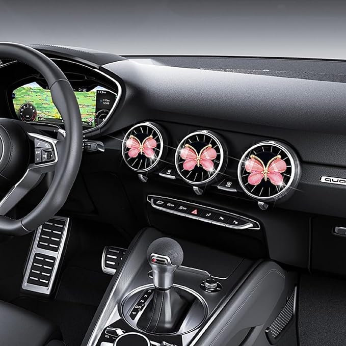 3 Pcs Butterfly Air Vent Clips,Car Air Fresheners Vent Clips Long Lasting Car Diffuser Interior Decor Charm Car Decoration Cute Accessories for Women Girls,Automotive Air Fresheners (Pink, 2)