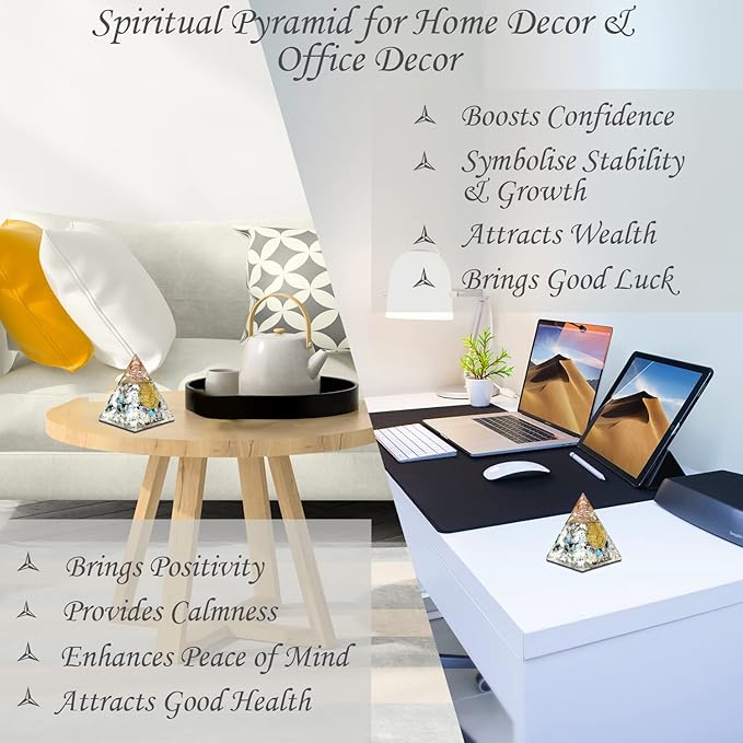 Rainbow Moonstone Orgone Pyramid – Handcrafted Healing Crystal for Positivity, Strength, Meditation, Yoga, Reiki & Chakra Balancing