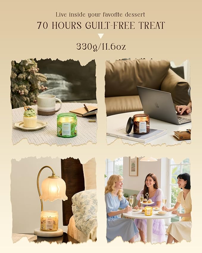 M&SENSE Banana Cream Pudding Scented Candle, 11.6oz Natural Soy Wax, 70 Hours Long Lasting Clean Burn, Holiday Jar Candle for Home Decor, Non-Toxic Relaxing Aromatherapy Gifts for Women