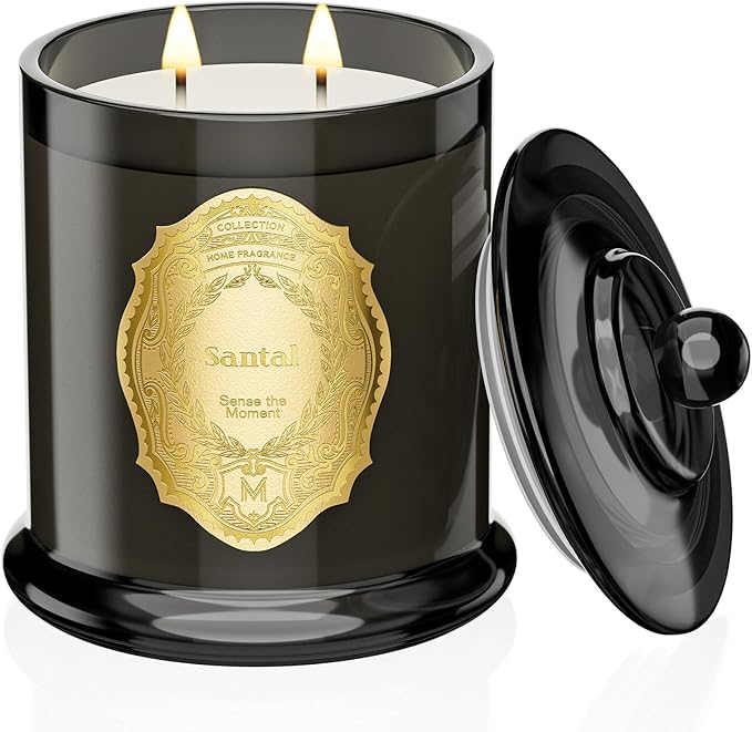 M&SENSE Santal Candles for Home Scented, 2 Wick 12.7oz Soy Wax Candles Non Toxic,70 Hours Long Burning,Luxury Candles Gift for Stress Relief, Meditation, Yoga