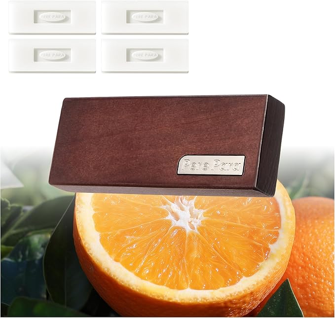 4 Refreshing Scent Bags Wood Car Air Freshener Vent Clip (Darkwood, Summer Night)- Natural Scent Diffuser for Car, Truck & SUV Premium Essential Oil Starter Kit Gift for Men & Women