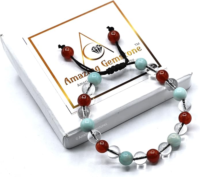 Natural Healing Crystal Bracelet for Women - Mens Bracelet Energy Balancing Gemstones Set - Adjustable Stone Bead Bracelet for Men and Women - Chakra Crystal Therapy Accessory, Meditation
