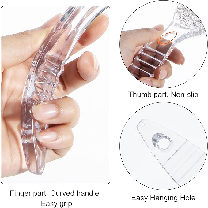 2 Pcs Foot Pumice Stone Brush Calluses Remover, Large Foot Scrubber Foot File with Handle 2 in 1 Suitable for Horniness Foot Spa, Foot Care Smooth Skin (Transparent)
