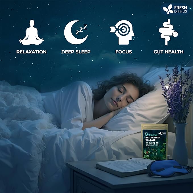 FreshDrinkUS, Premium 75 Tea Bags Better Sleep Herbal Tea | Special Herbal Sleep Tea, Caffeine-Free Loose Leaf Blend with Spearmint Leaves, Lemongrass Leaves, and Hawthorn Berry β Naturally Refreshing and Aromatic.