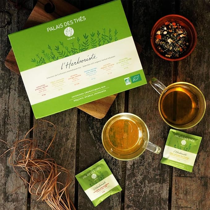 Palais des Thés - Organic L'Herboriste Box - Selection of 36 Premium Herbal Teas - Premium Tea Bags Set, Serves 36 Cups