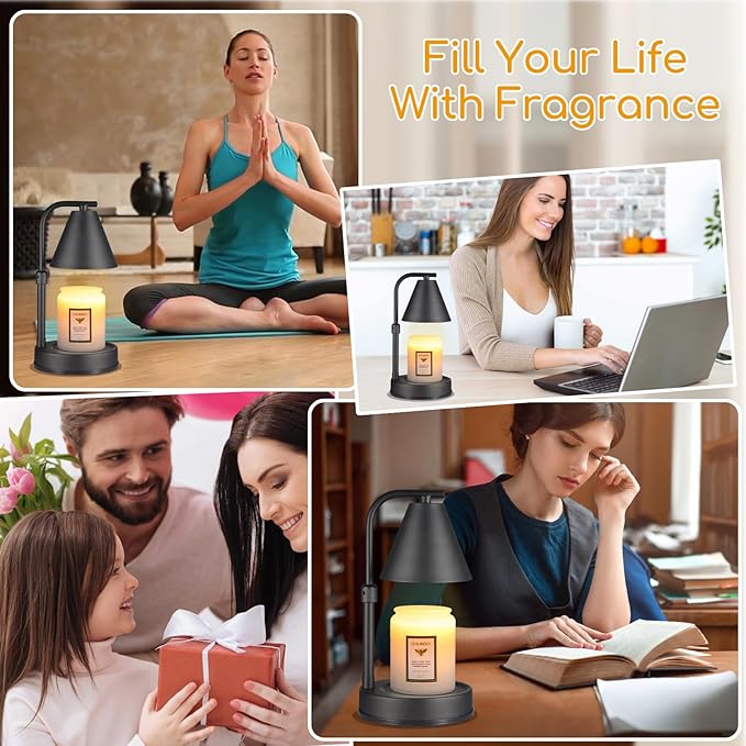 mocosa Candle Warmer Lamp,Adjustable Height Black Metal Candle Warmer,Gifts for Mom,House Warming Gifts New Home Dimmable for Scented Jar Candles